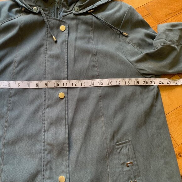 Fen-nelli Women’s Sage Green Suede Feel Hooded Jacket | Size 9/10 - Picture 6 of 9